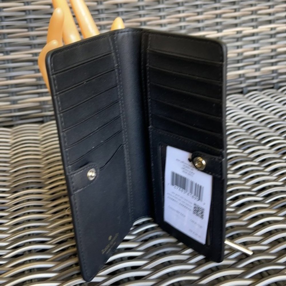 Kate Spade Staci Large Slim Bifold Wallet Black - Picture 10 of 16